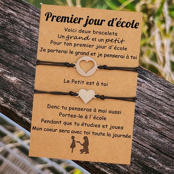 2PCS Ensemble de Bracelets Cœur 1 Lettre personnalisé- Cadeau Rentrée  Scolaire Premier jour d'école